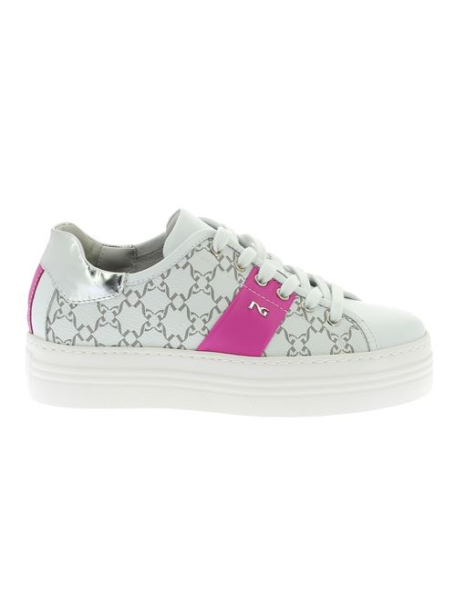 sneakers da donna in pelle ed ecopelle bianca NERO GIARDINI | E409955D707